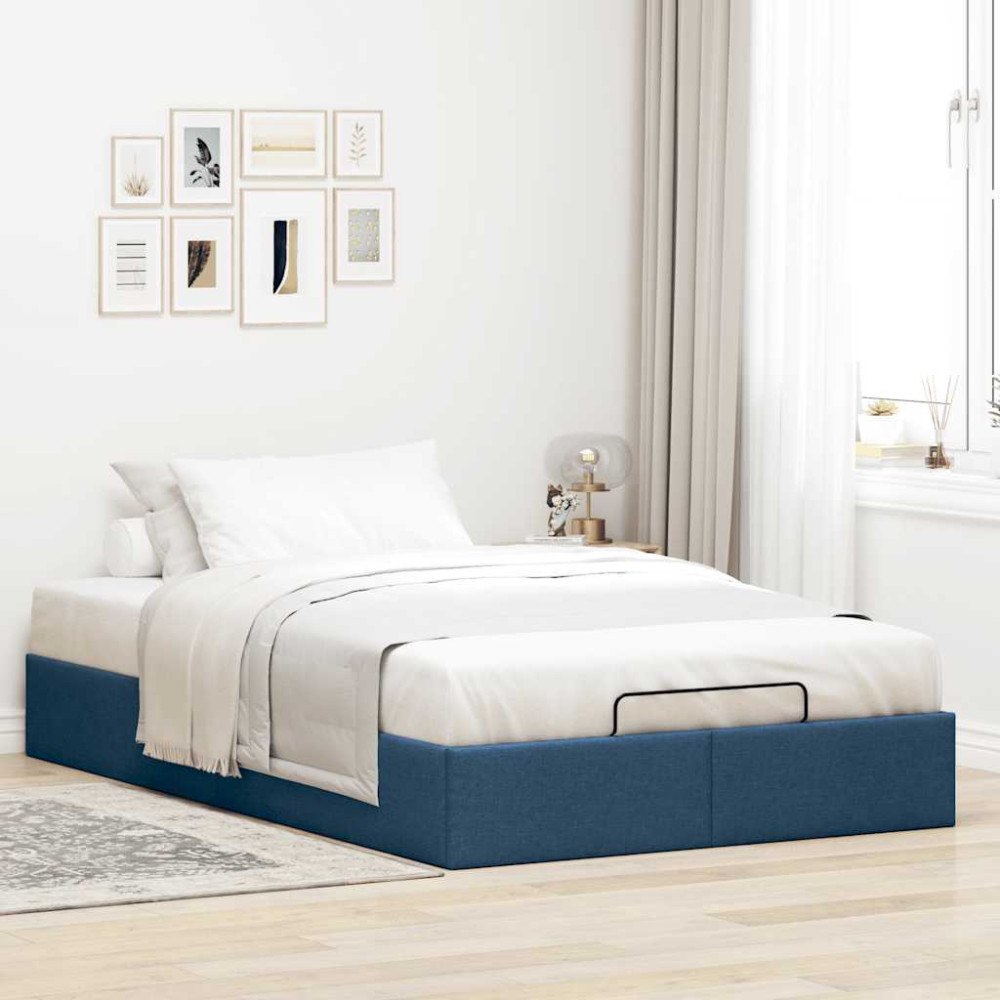 vidaXL Ottoman sängram utan madrass blå 120x190 cm tyg