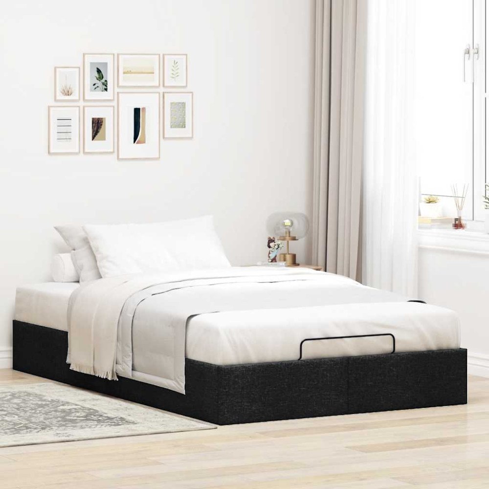 vidaXL Ottoman sängram utan madrass svart 120x200 cm tyg