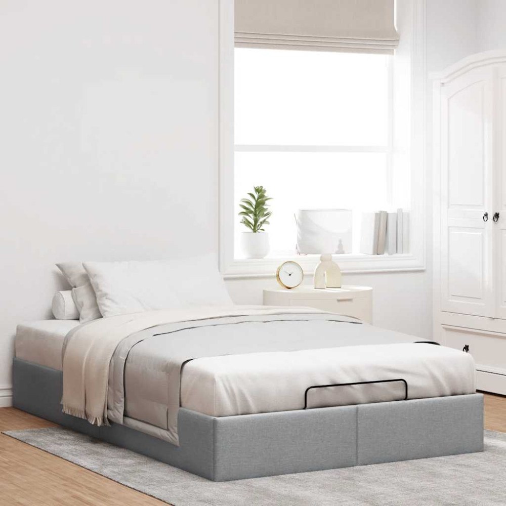 vidaXL Ottoman sängram utan madrass ljusgrå 140x190 cm tyg