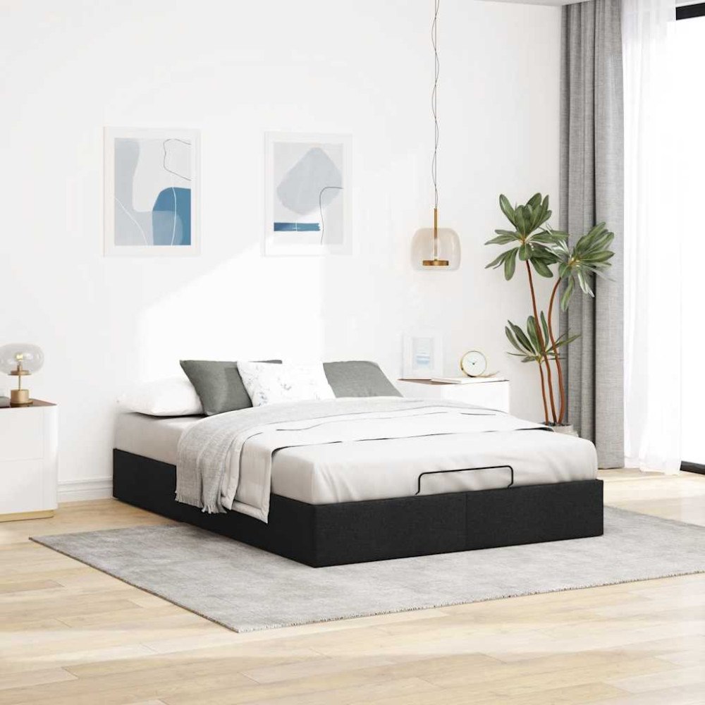 vidaXL Ottoman sängram utan madrass svart 140x190 cm tyg