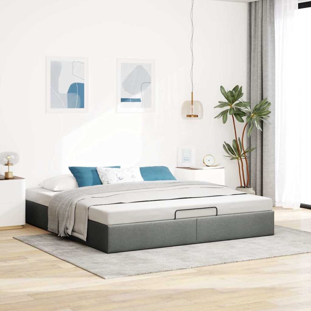 vidaXL Ottoman sängram utan madrass mörkgrå 160x200 cm tyg