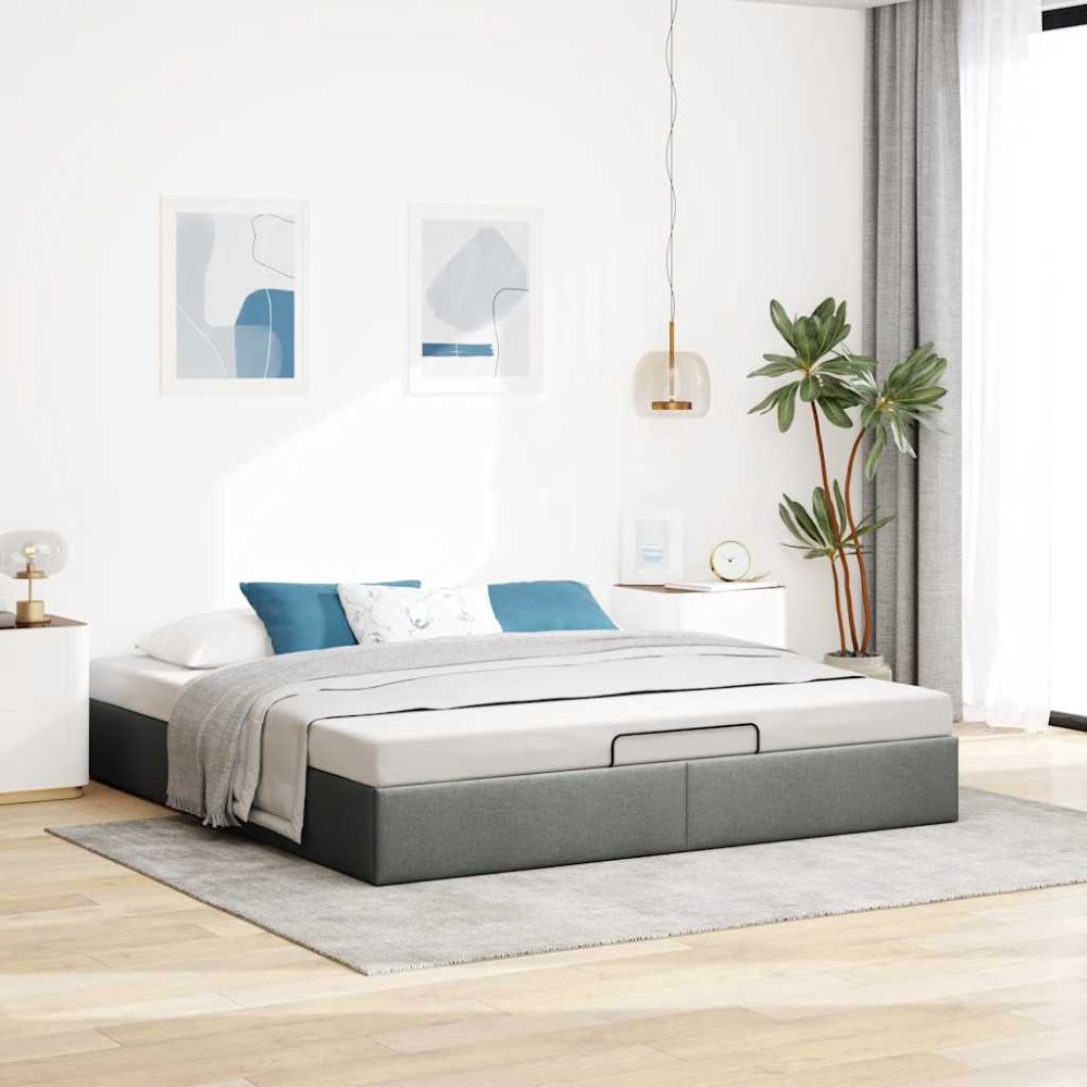 vidaXL Ottoman sängram utan madrass mörkgrå 180x200 cm tyg