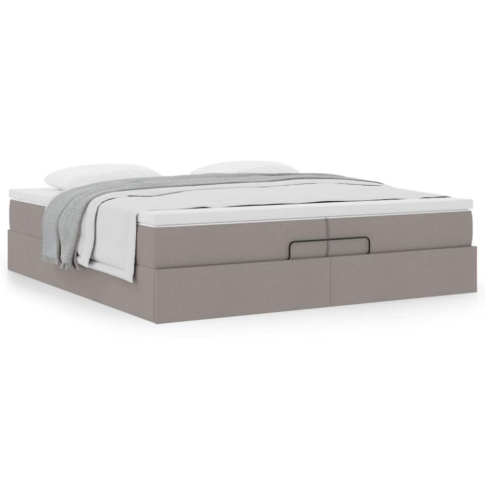 vidaXL Ottoman sängram med madrasser taupe 200x200 cm tyg