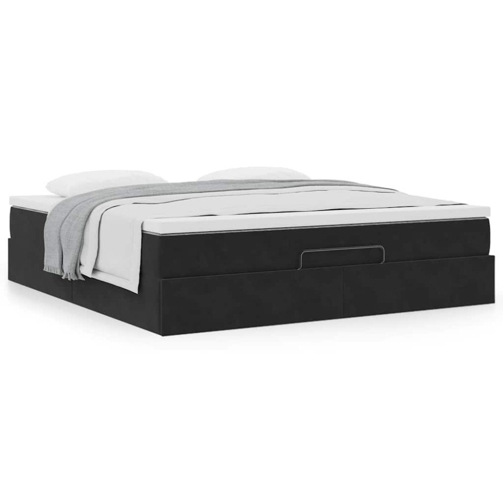 vidaXL Ottoman sängram med madrass svart 180x200 cm sammet