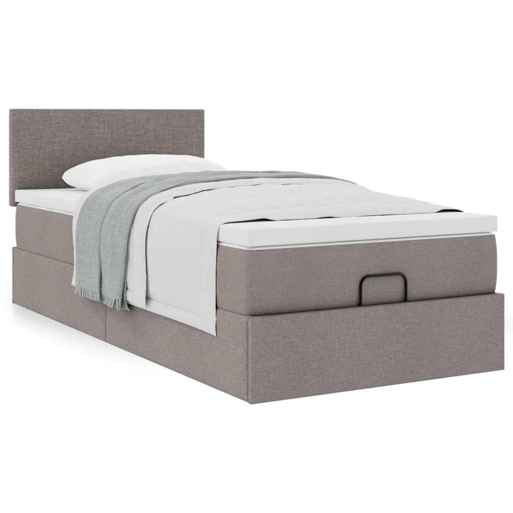 vidaXL Ottoman sängram med madrass taupe 80x200 cm tyg