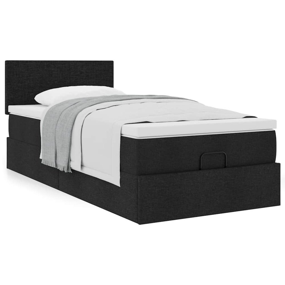 vidaXL Ottoman säng med madrass svart 90x200 cm tyg