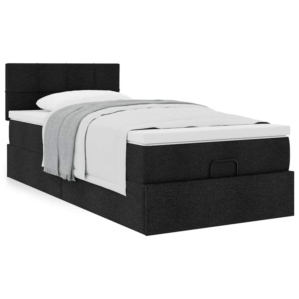 vidaXL Ottoman säng med madrass svart 100x200 cm tyg