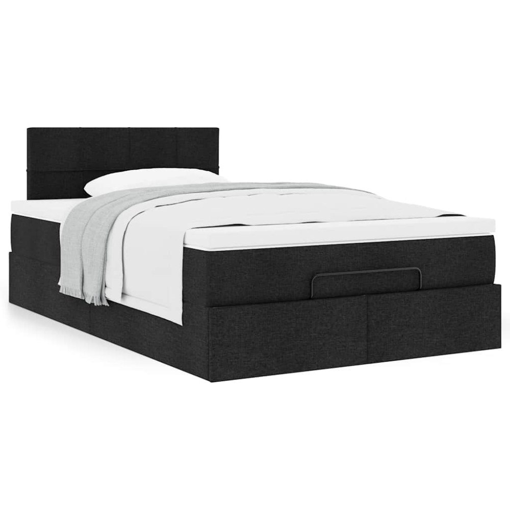 vidaXL Ottoman säng med madrass svart 120x190 cm tyg