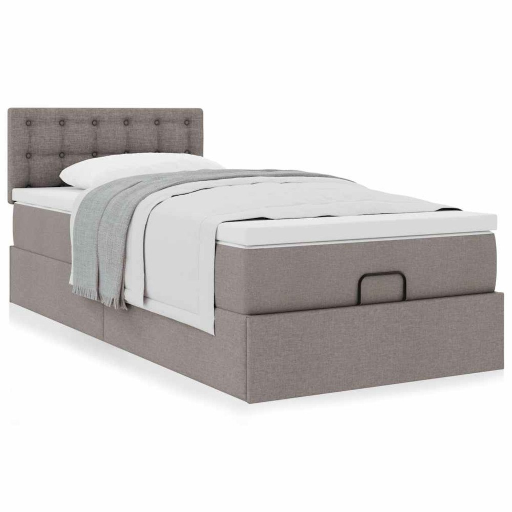 vidaXL Ottoman sängram med madrass taupe 80x200 cm tyg