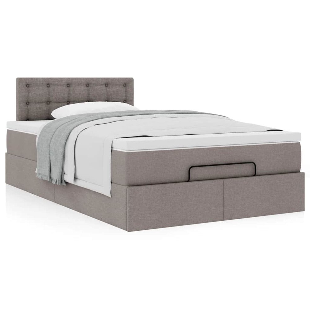 vidaXL Ottoman sängram med madrass taupe 120x200 cm tyg