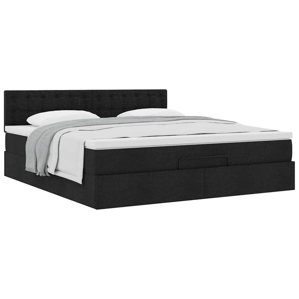 vidaXL Ottoman sängram med madrass svart 180x200 cm tyg