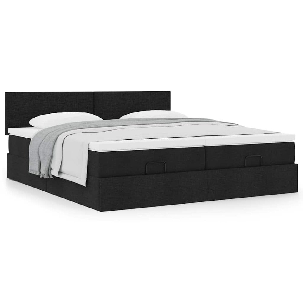 vidaXL Ottoman sängram med madrasser svart 160x200 cm tyg