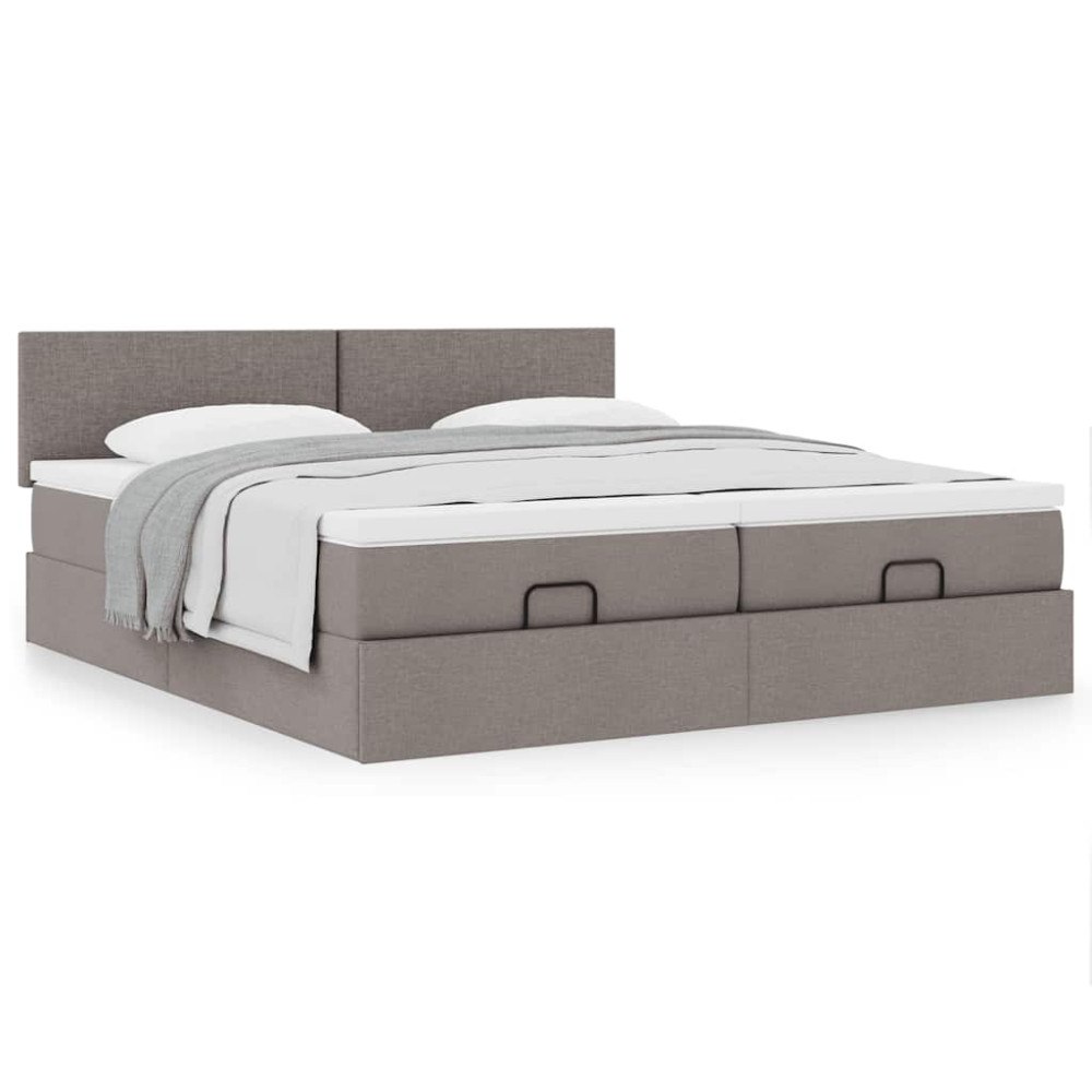 vidaXL Ottoman sängram med madrasser taupe 180x200 cm tyg