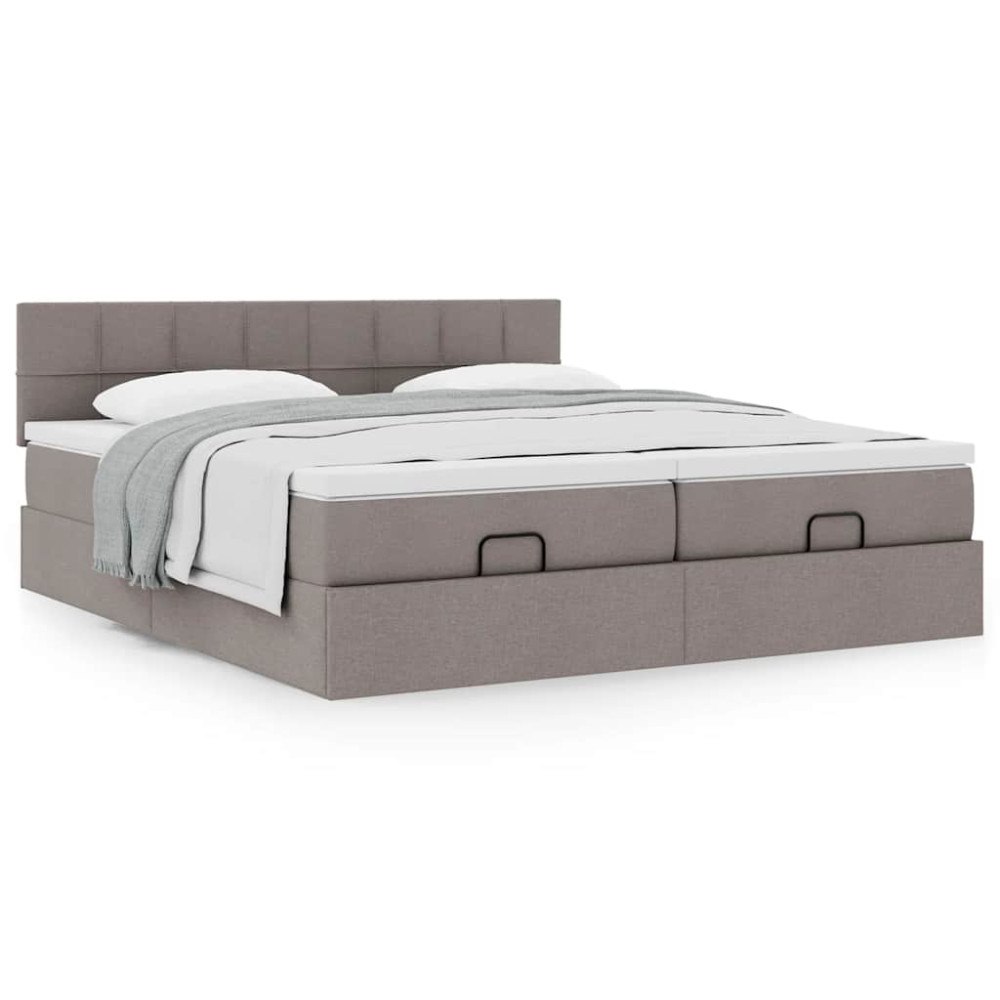 vidaXL Ottoman sängram med madrasser taupe 180x200 cm tyg