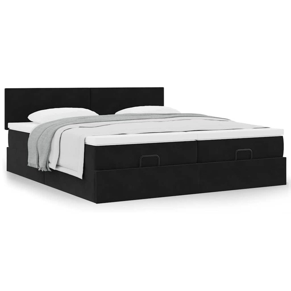 vidaXL Ottoman sängram med madrasser svart 160x200 cm sammet