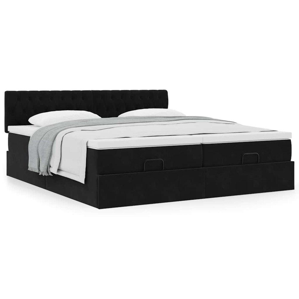 vidaXL Ottoman sängram med madrasser svart 160x200 cm sammet