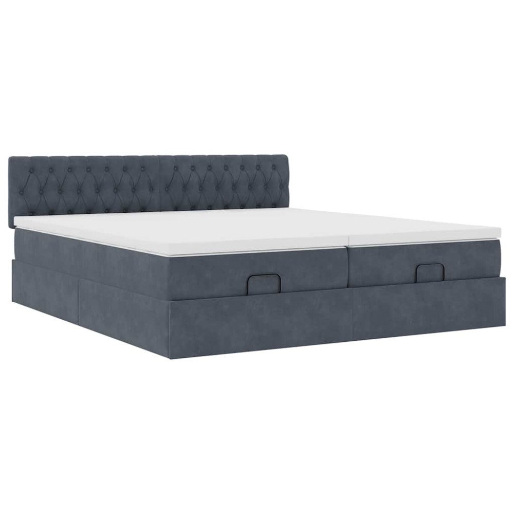 vidaXL Ottoman sängram med madrasser mörkgrå 180x200 cm sammet