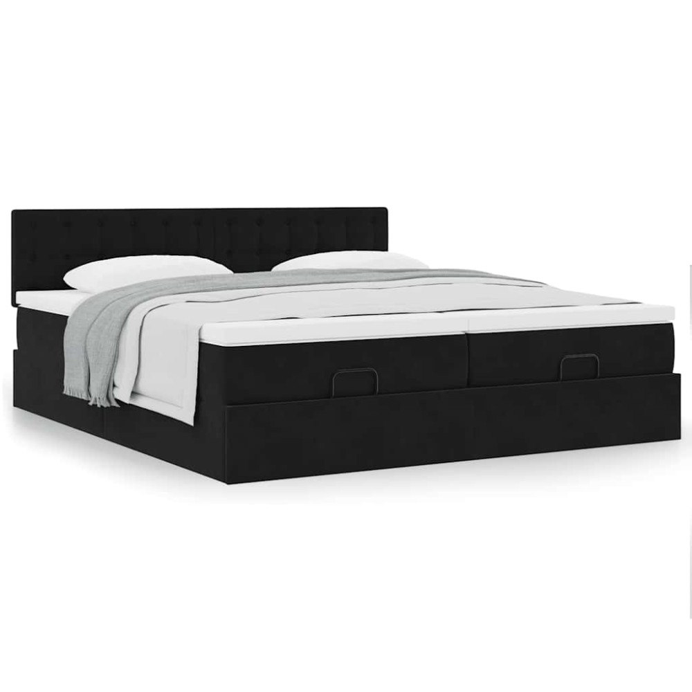 vidaXL Ottoman sängram med madrasser svart 160x200 cm sammet