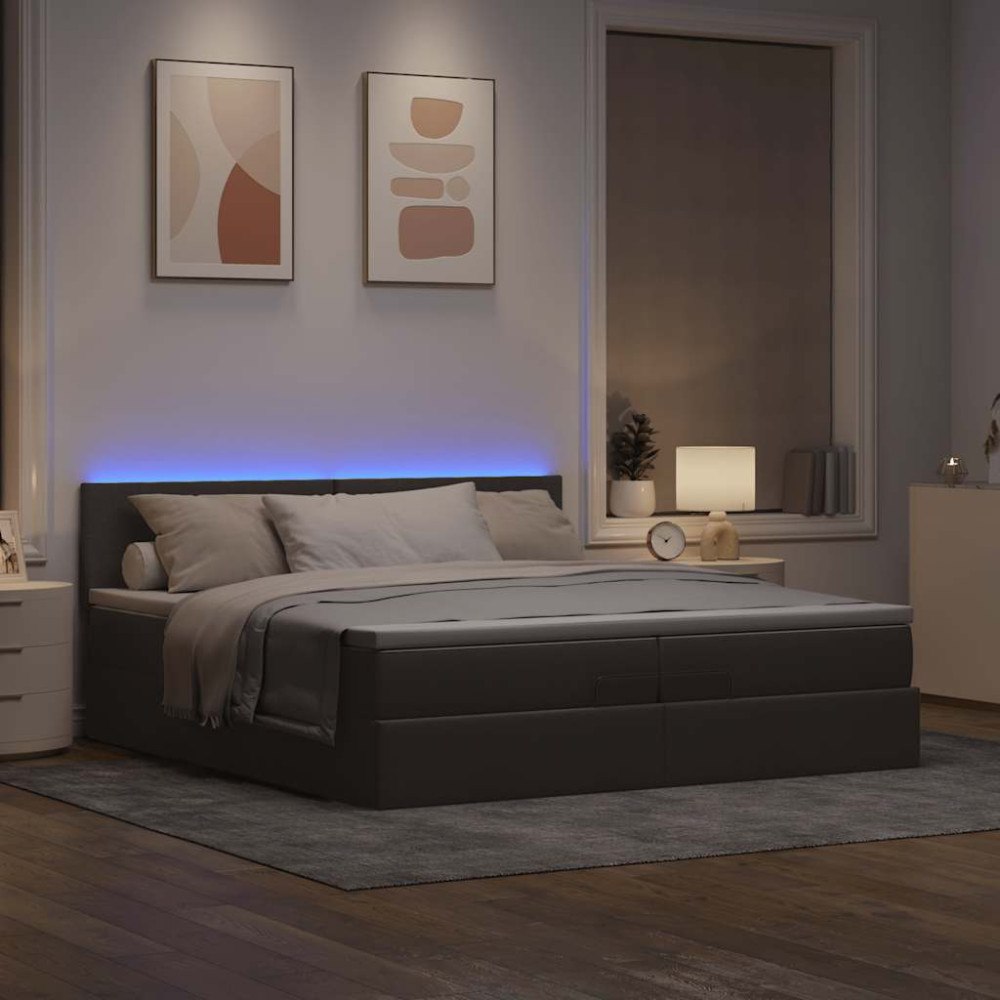 vidaXL Ottoman sängram med madrasser taupe 200x200 cm tyg