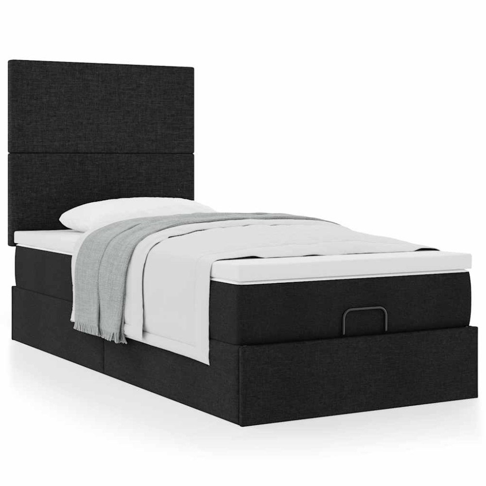 vidaXL Ottoman säng med madrass svart 90x200 cm tyg