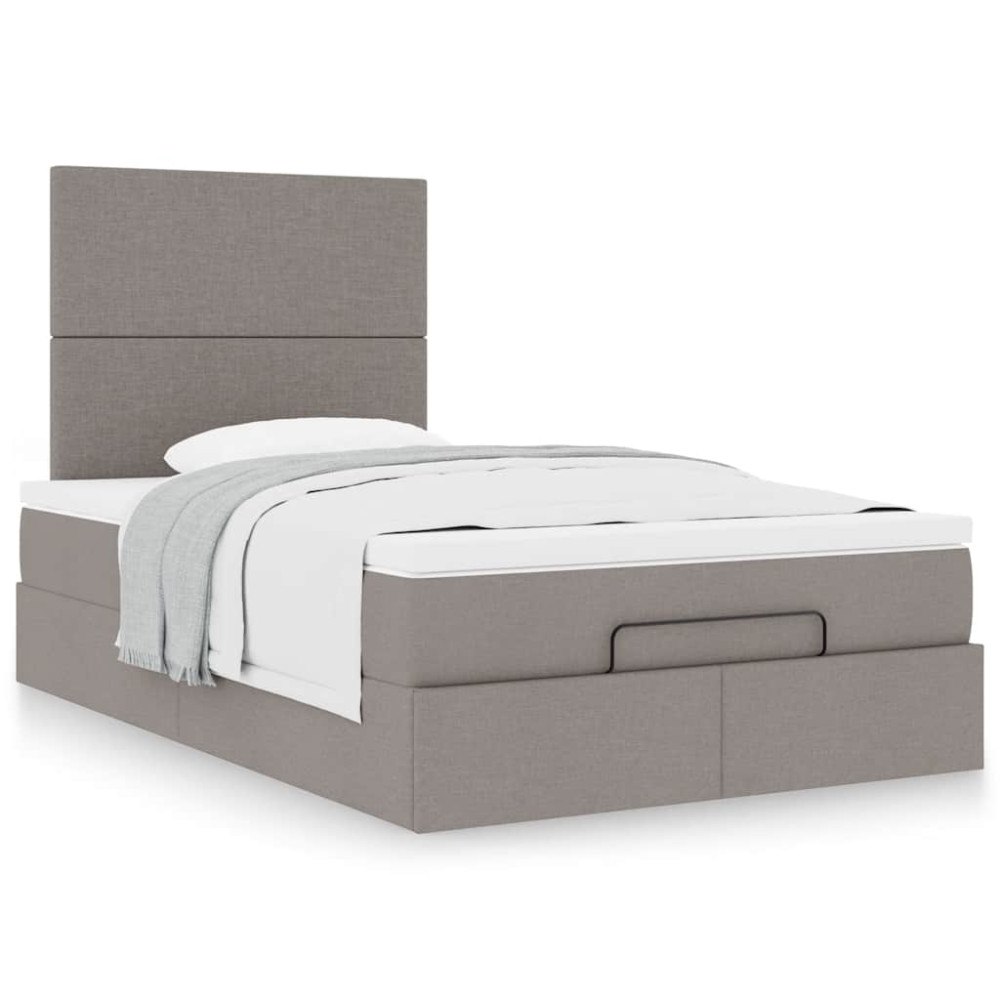 vidaXL Ottoman sängram med madrass taupe 120x190 cm tyg