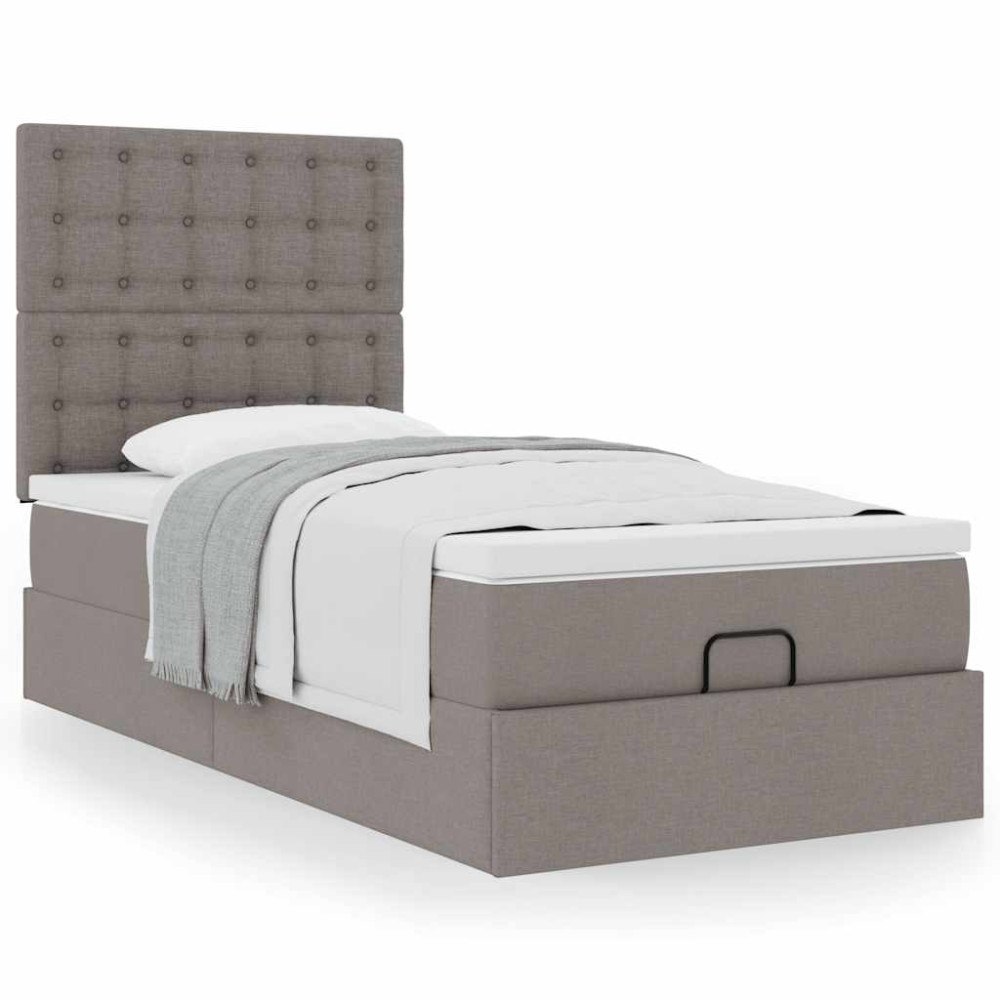 vidaXL Ottoman sängram med madrass taupe 80x200 cm tyg