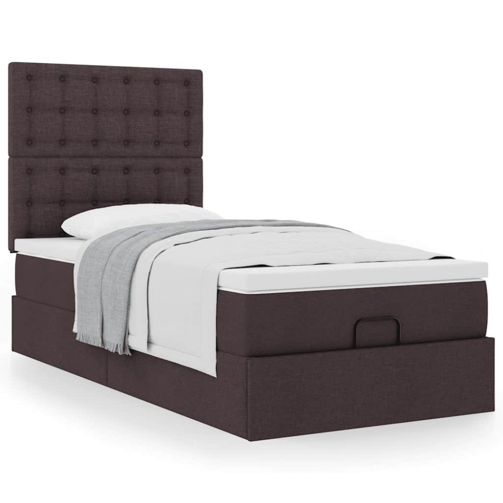 vidaXL Ottoman sängram med madrass mörkbrun 90x190 cm tyg