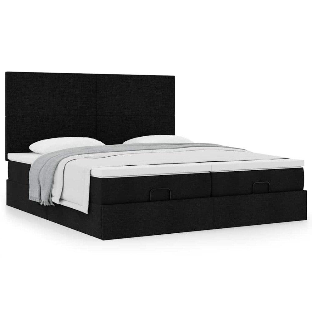 vidaXL Ottoman sängram med madrasser svart 160x200 cm tyg