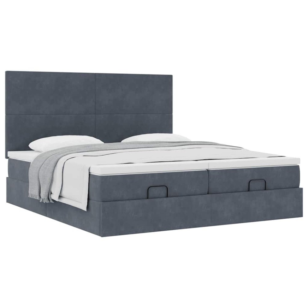 vidaXL Ottoman sängram med madrasser mörkgrå 180x200 cm sammet