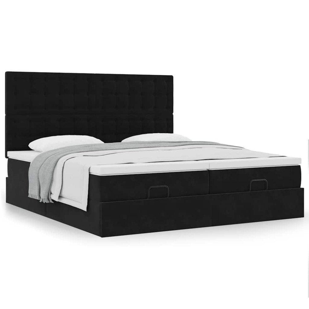 vidaXL Ottoman sängram med madrasser svart 180x200 cm sammet