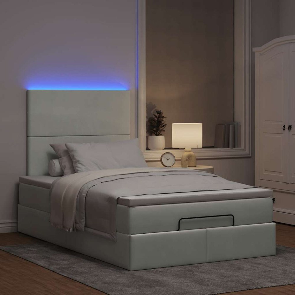vidaXL Ottoman sängram med madrasser ljusgrå 120x200 cm sammet