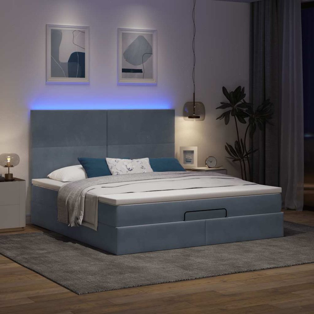vidaXL Ottoman sängram med madrasser mörkgrå 180x200 cm sammet