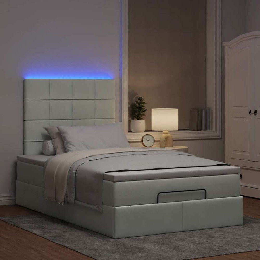 vidaXL Ottoman sängram med madrasser ljusgrå 120x190 cm sammet