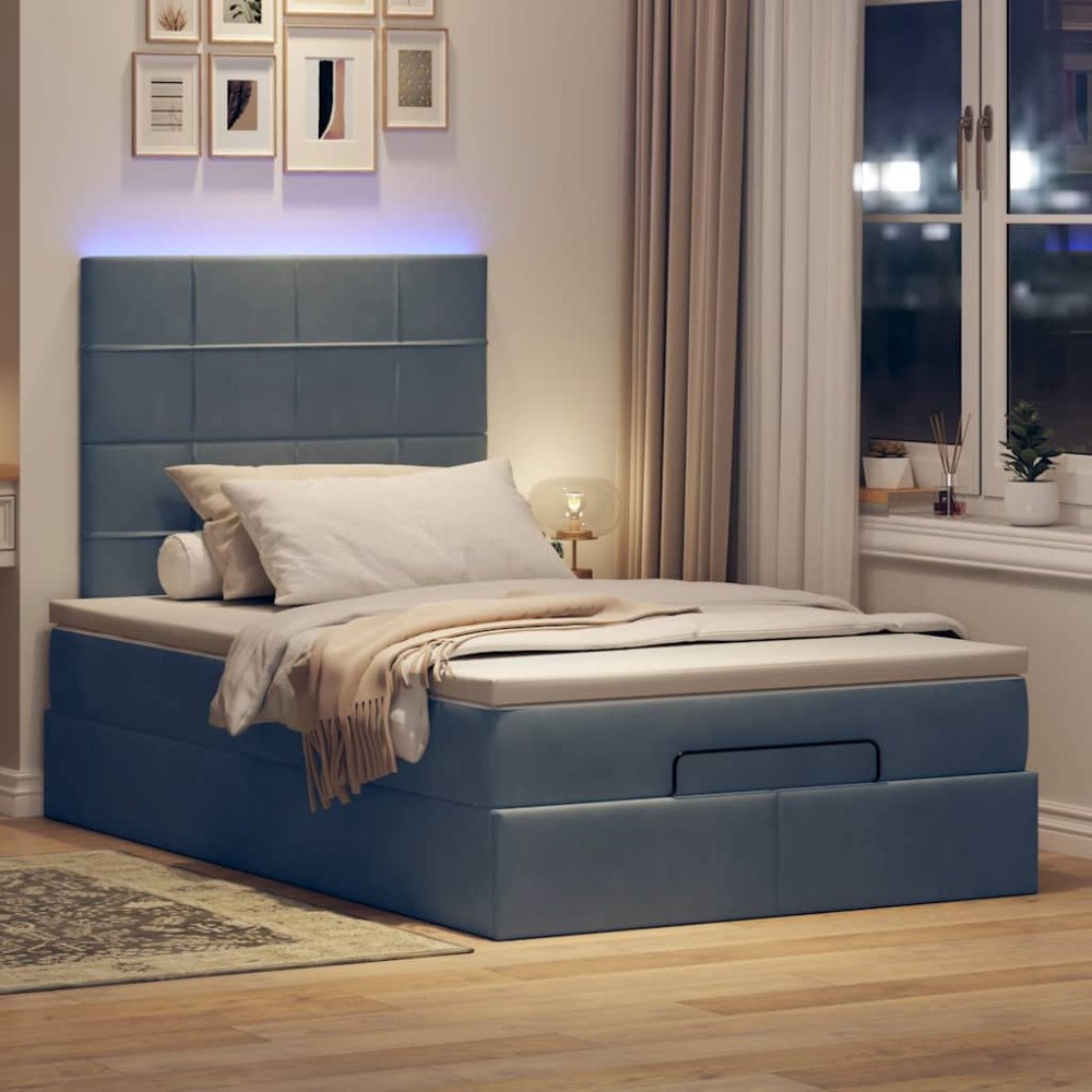 vidaXL Ottoman sängram med madrasser mörkgrå 120x200 cm sammet