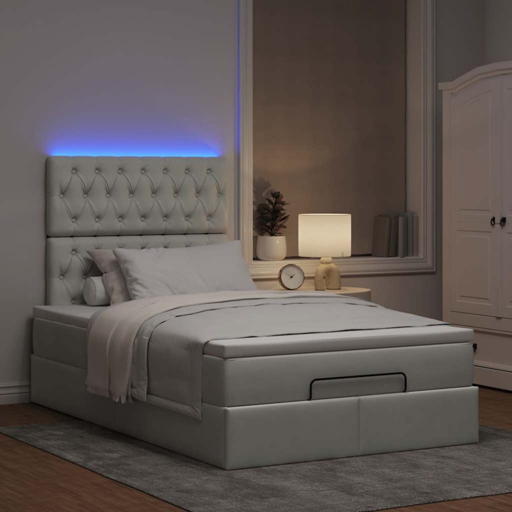vidaXL Ottoman sängram med madrasser ljusgrå 120x190 cm sammet