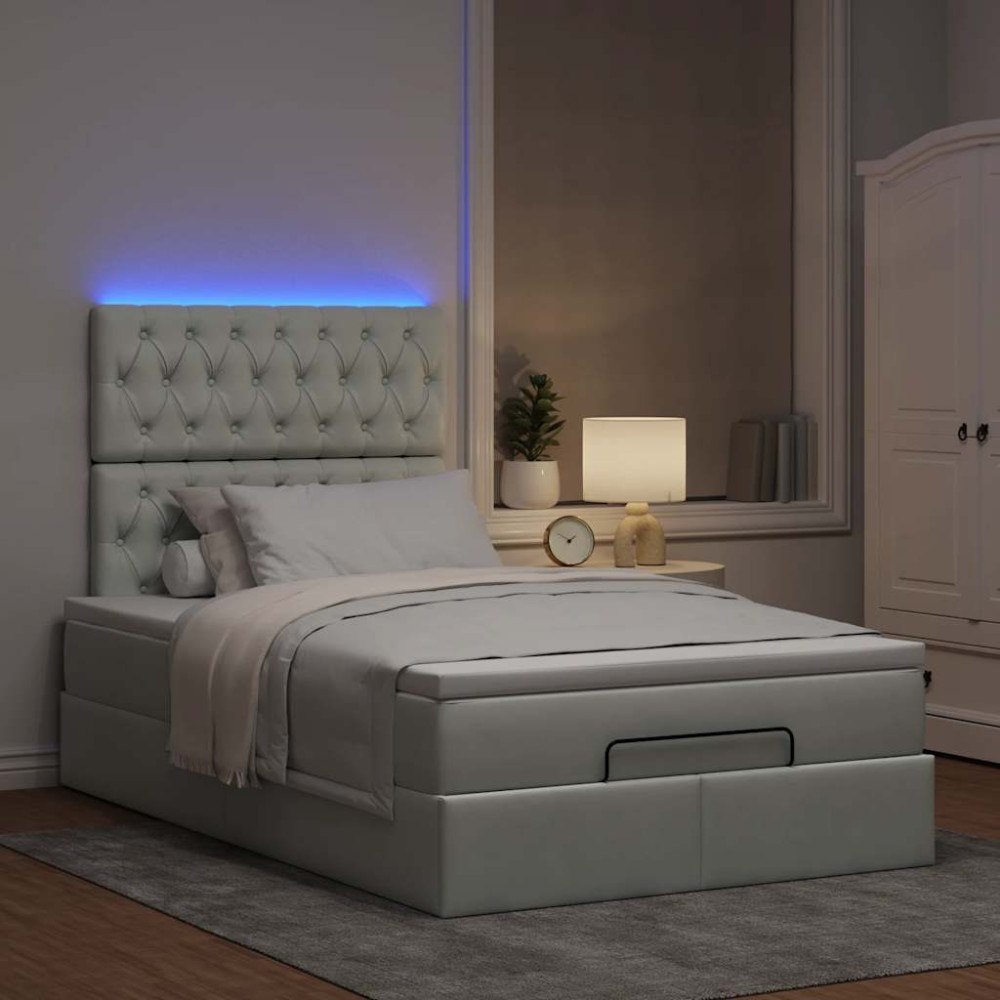 vidaXL Ottoman sängram med madrasser ljusgrå 120x200 cm sammet