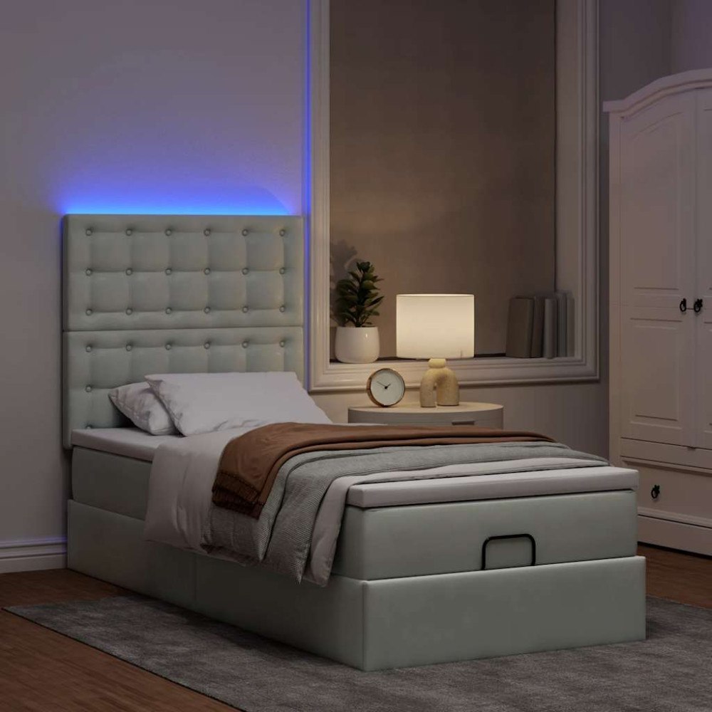 vidaXL Ottoman sängram med madrasser ljusgrå 90x190 cm sammet