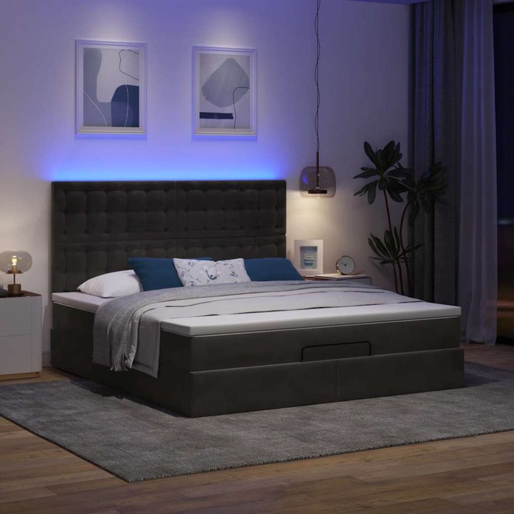 vidaXL Ottoman sängram med madrasser svart 180x200 cm sammet