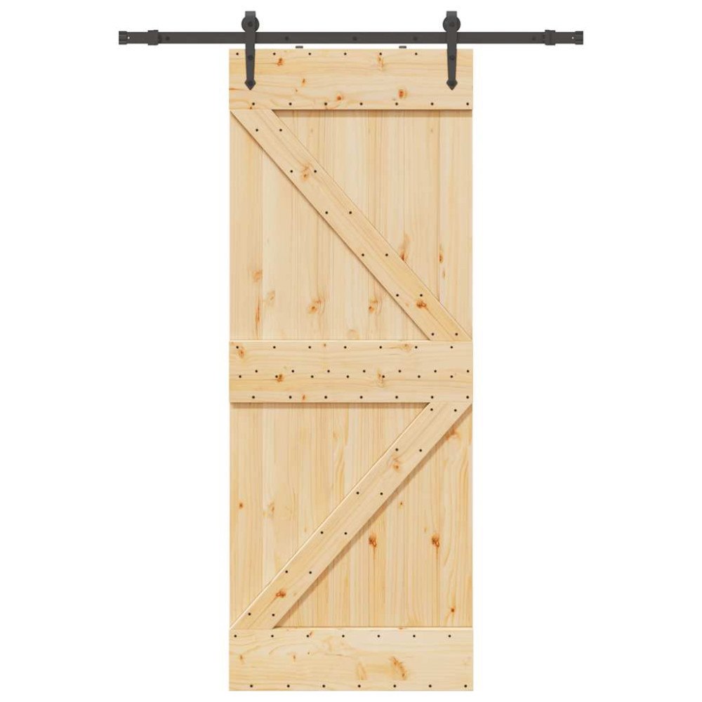 vidaXL Skjutdörr med beslag 80x210 cm massiv furu