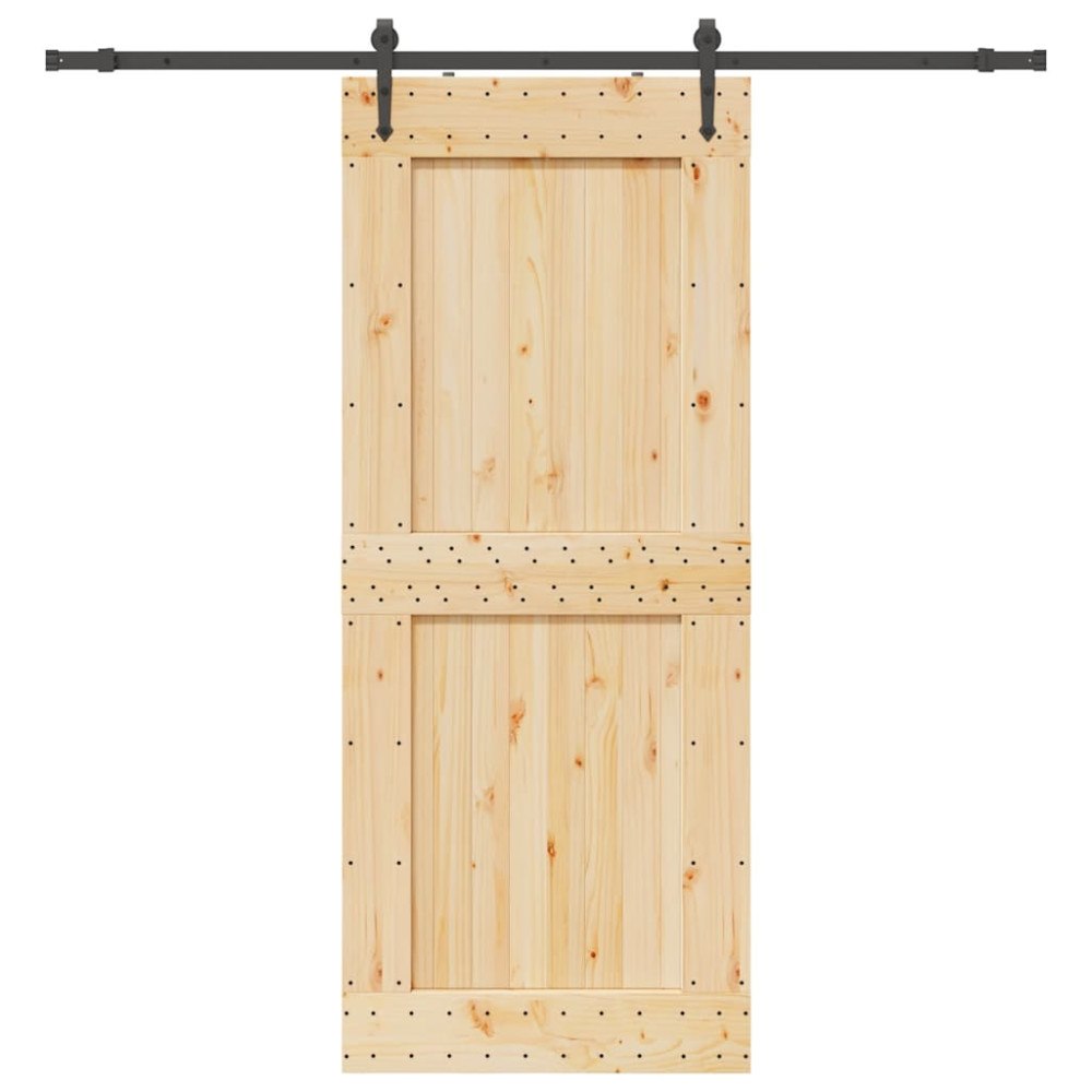 vidaXL Skjutdörr med beslag 95x210 cm massiv furu