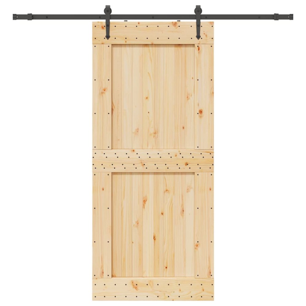vidaXL Skjutdörr med beslag 100x210 cm massiv furu