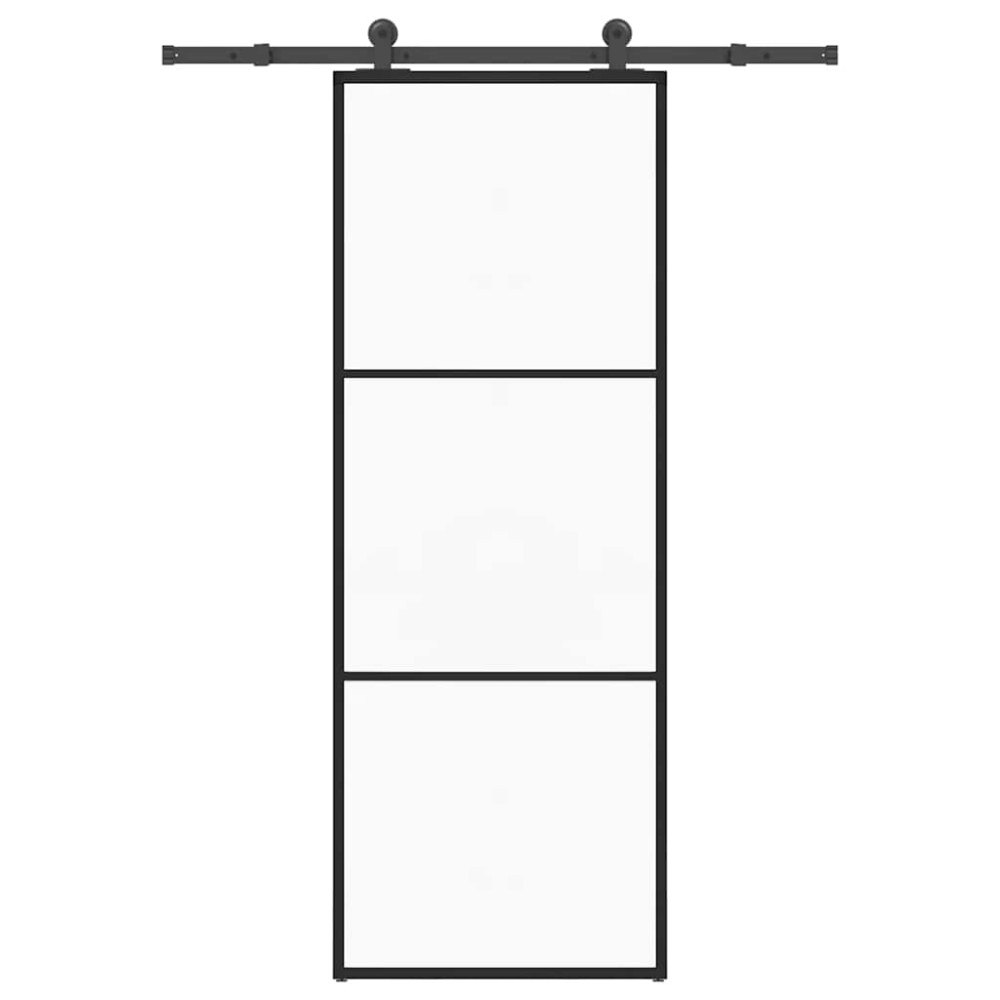 vidaXL Skjutdörr med beslagset ESG glas och aluminium 76x205 cm