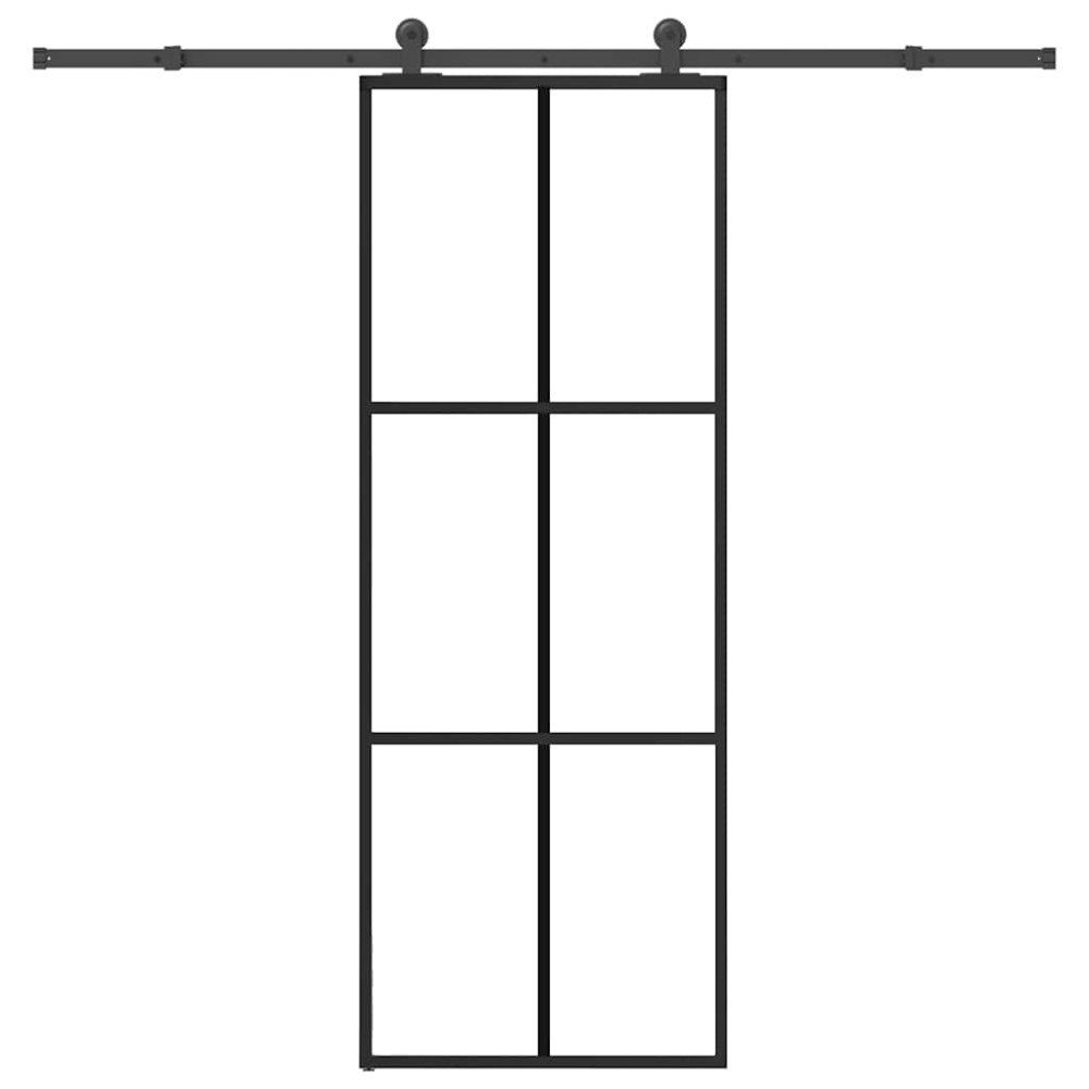 vidaXL Skjutdörr med beslagset ESG glas och aluminium 76x205 cm