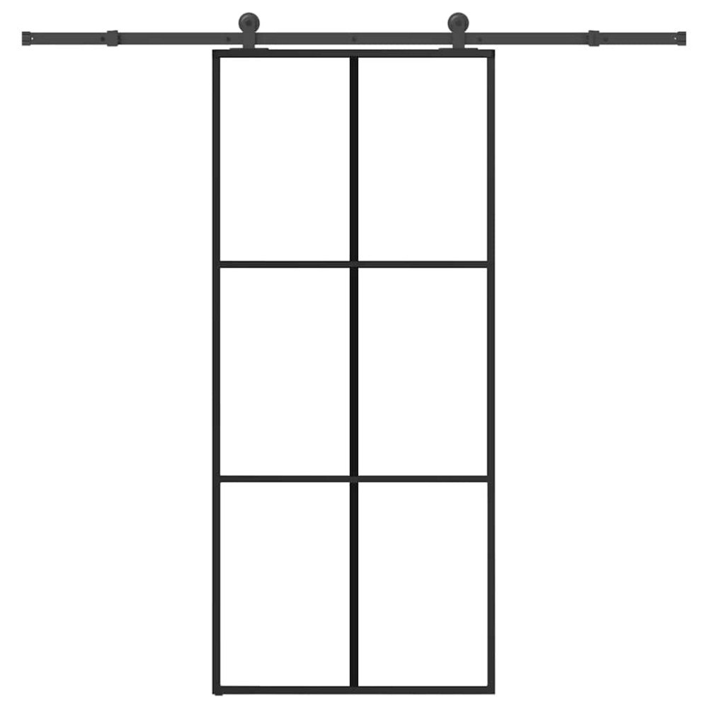 vidaXL Skjutdörr med beslagset ESG glas och aluminium 90x205 cm