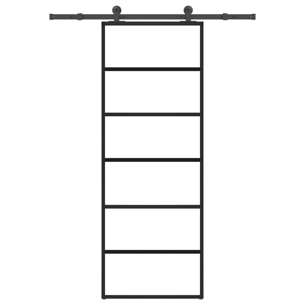 vidaXL Skjutdörr med beslagset ESG glas och aluminium 76x205 cm