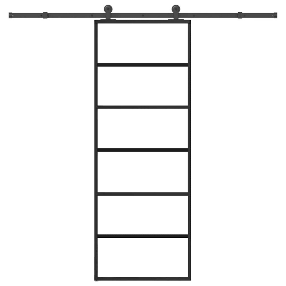 vidaXL Skjutdörr med beslagset ESG glas och aluminium 76x205 cm