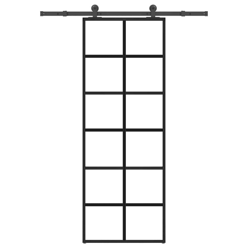 vidaXL Skjutdörr med beslagset ESG glas och aluminium 76x205 cm