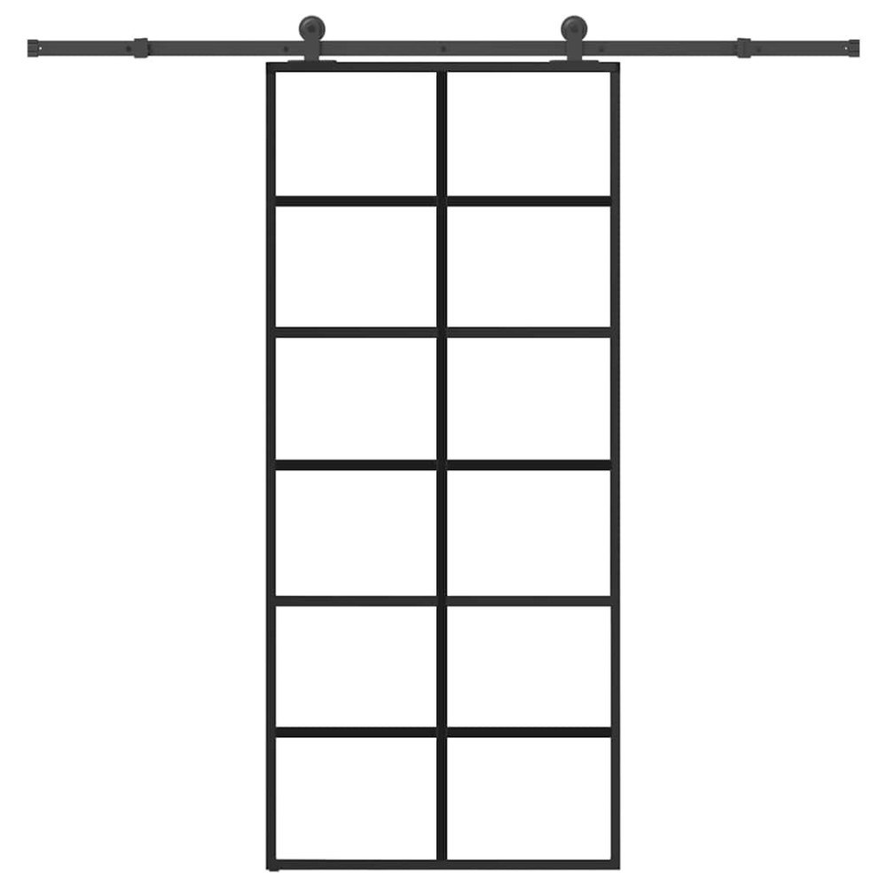 vidaXL Skjutdörr med beslagset ESG glas och aluminium 90x205 cm