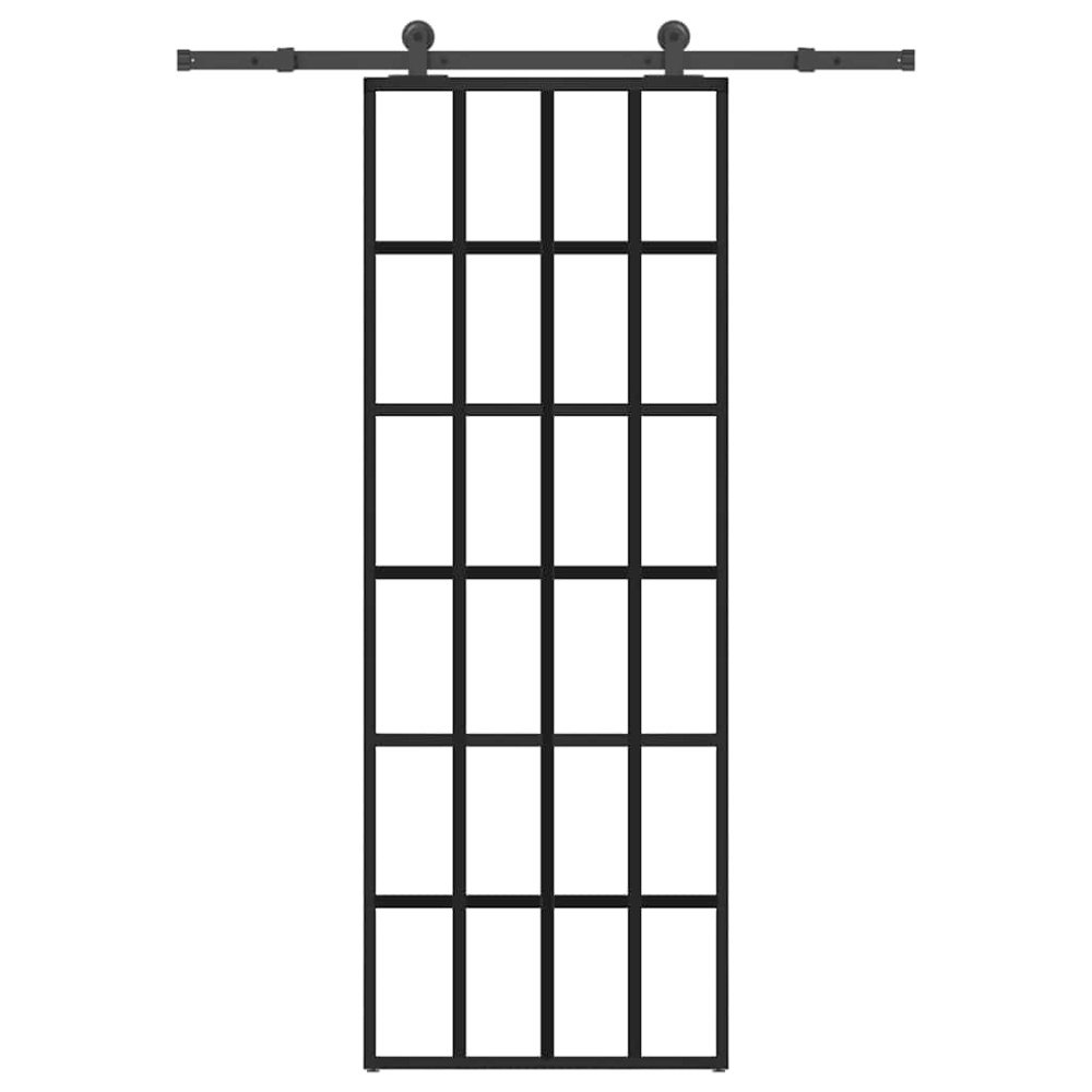 vidaXL Skjutdörr med beslagset ESG glas och aluminium 76x205 cm
