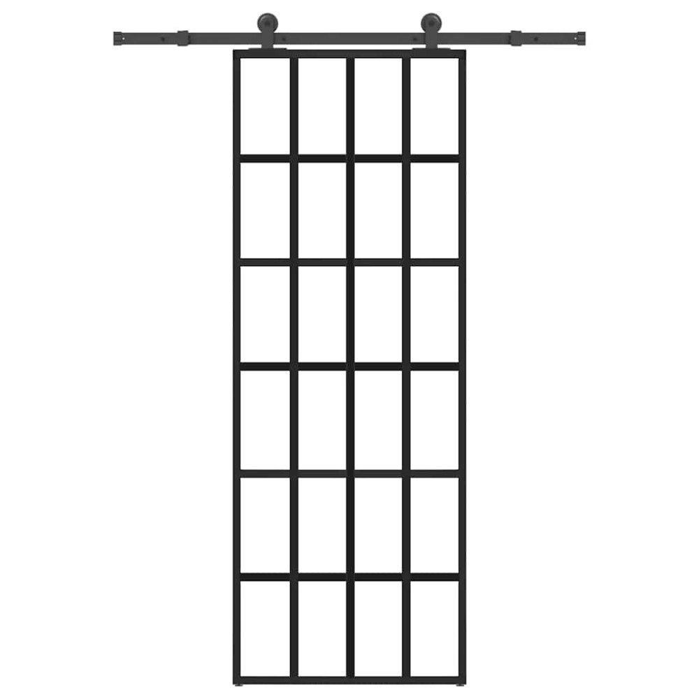 vidaXL Skjutdörr med beslagset ESG glas och aluminium 76x205 cm